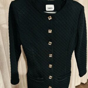 Vintage Black Quilted Jacket with Decorative Buttons circa‎ 1980/1990.